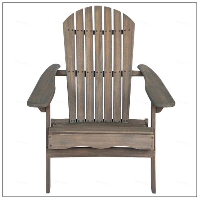 Folding Adirondack Chair With Slatted Back And Wide Armrests, Perfect For Outdoor Patio And Garden Relaxation, Light Gray