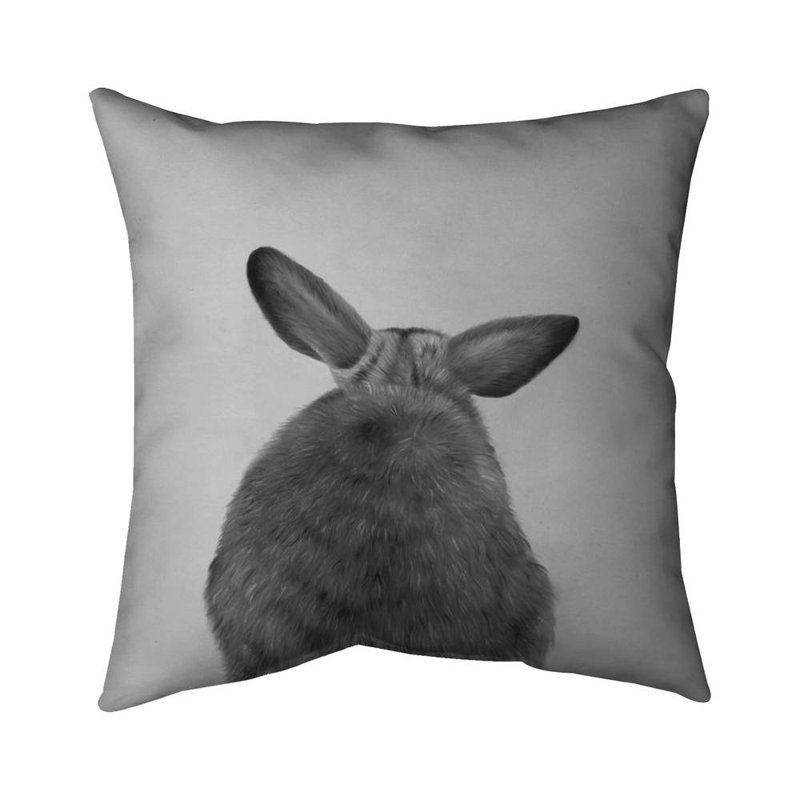 Little rabbit from behind - 18"x18" Throw pillow cover - Poly twill - Print on demand
