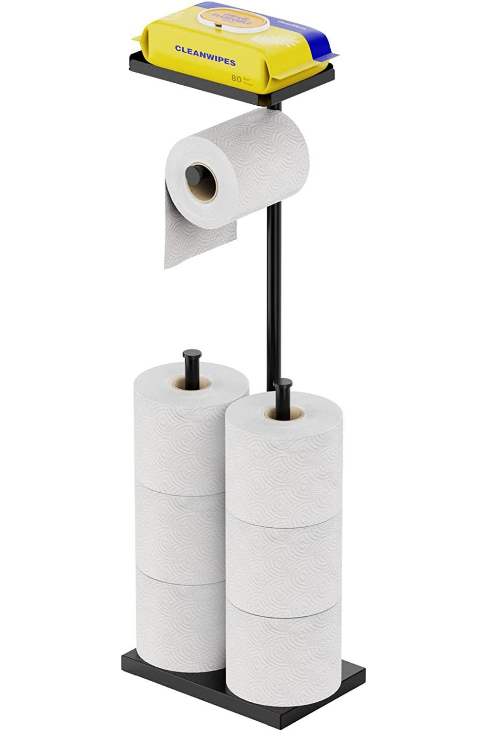 Free-Standing Dispensing Toilet Paper Holder, Black