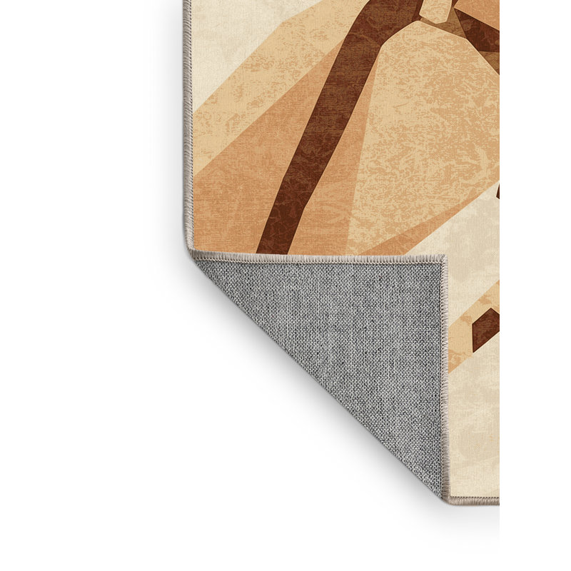 Tapis géométrique beige lavable à la machine Oryn Leopard, 8 x 10