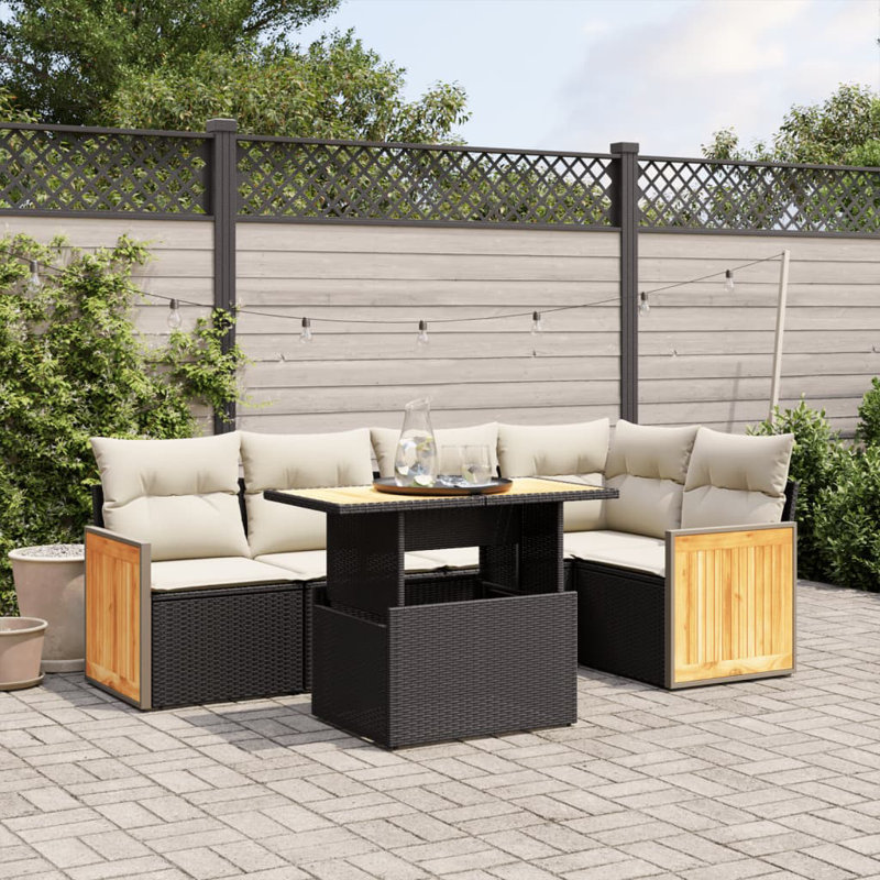 Vidaxl Garden Sofa Set Black, Cream White