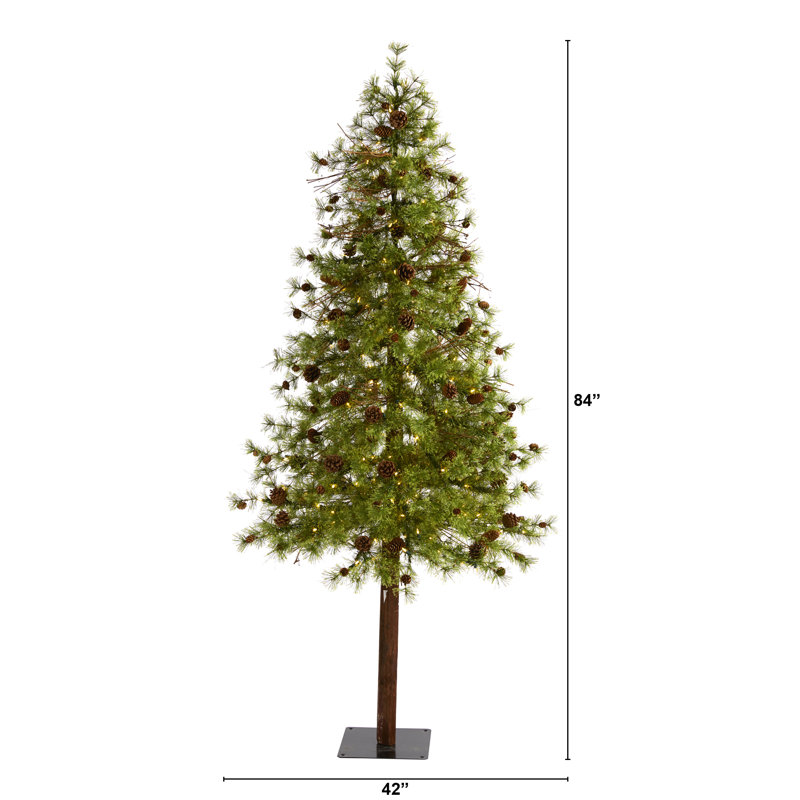 Lighted Artificial Pine Christmas Tree, 7' H