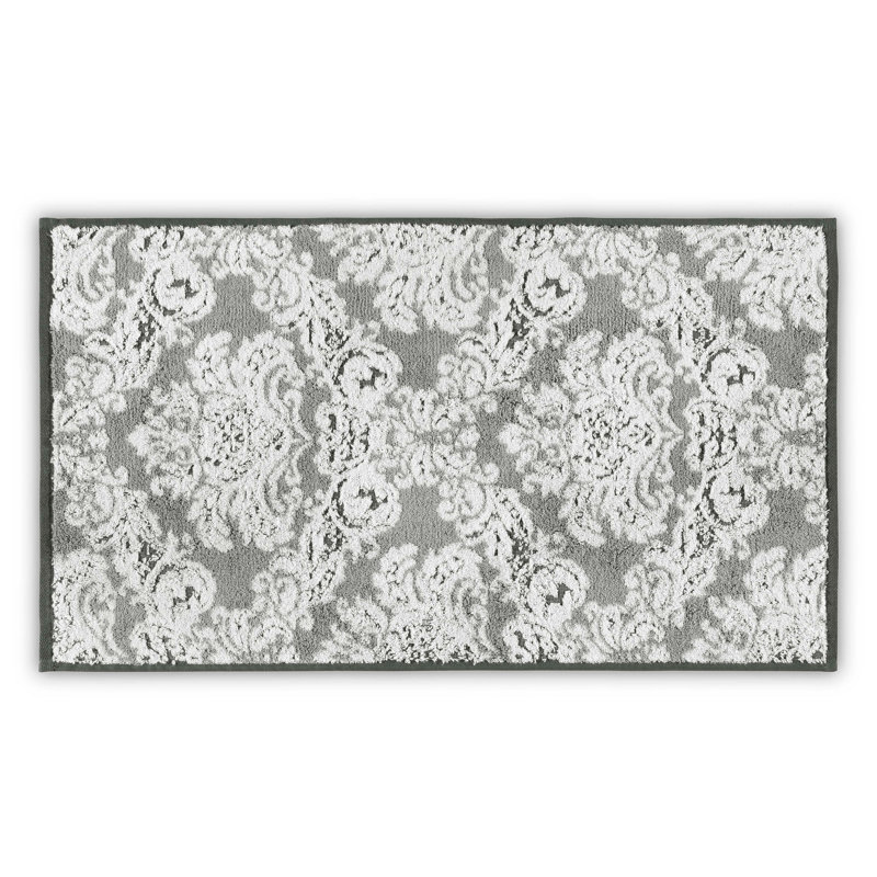 Serviette de bain 100% coton Alysa, Blanc / gris