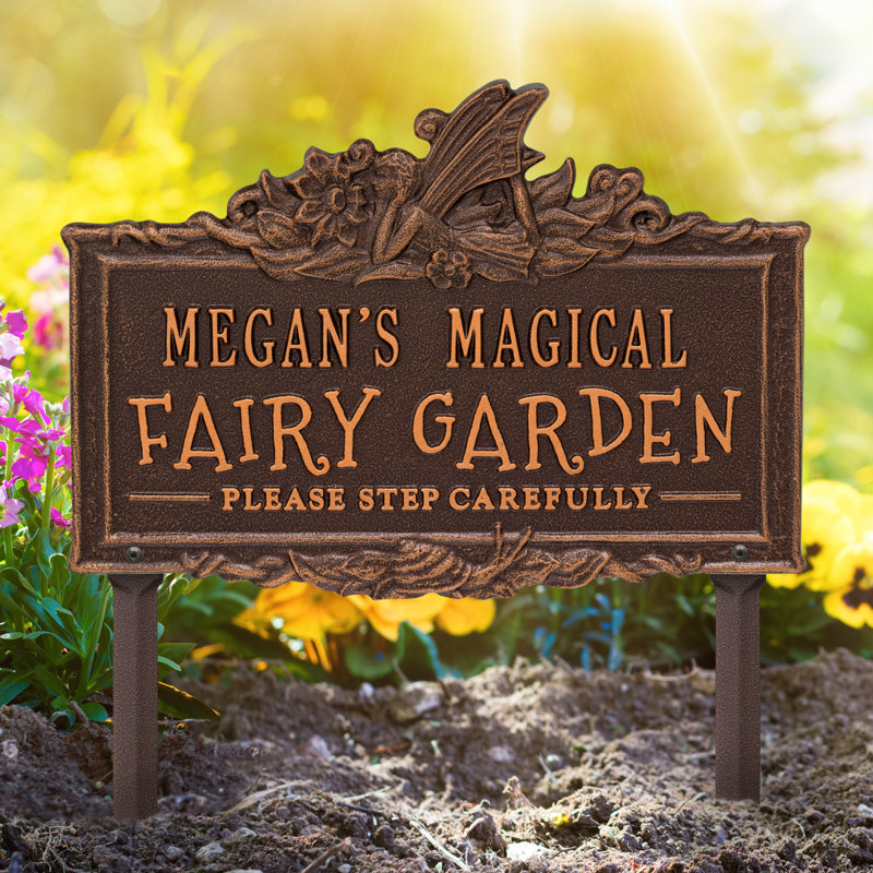 My Fairy Garden Personalized Lawn Plaque, Antique Copper, Yes