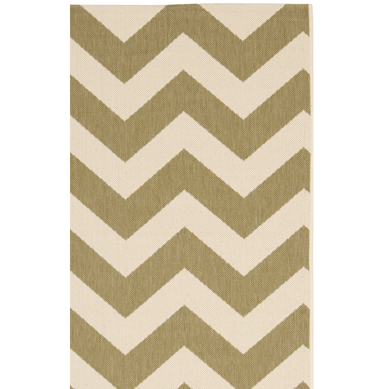 Tapis intérieur / extérieur en coton vert / beige Arneshia, Rectangle 6 pi 7 po x 9 pi 6 po