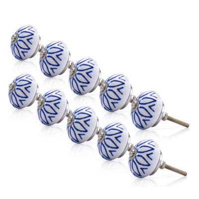 Elegant 1 5/8" Blue/Ivory Cabinet Knob
