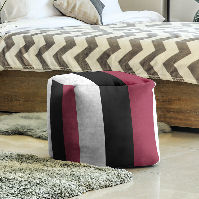 Repose-pieds cubique Tennessee, H 13 po x l 13 po x P 13 po, Blanc / rouge / noir