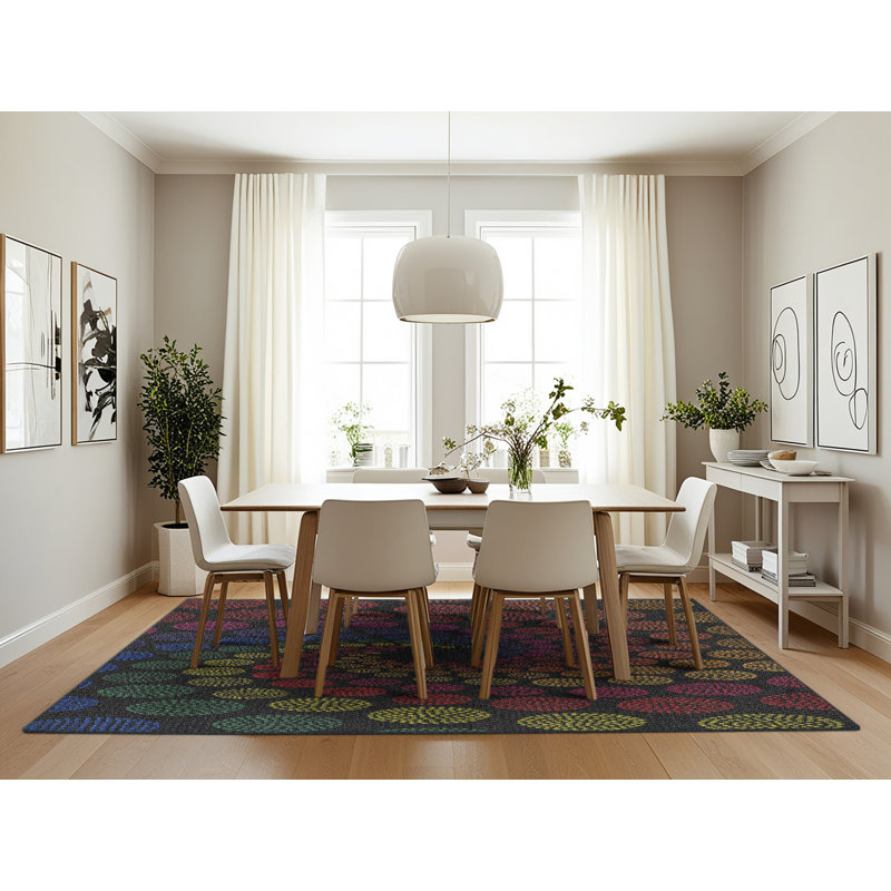 Tapis marron / bleu Power Loom, Rectangle 7 pi x 10 pi