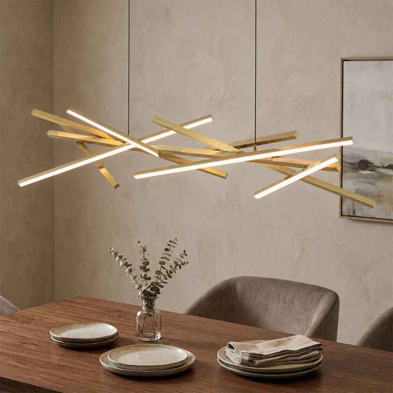 Luminaire suspendu pour îlot de cuisine Burcker, Doré