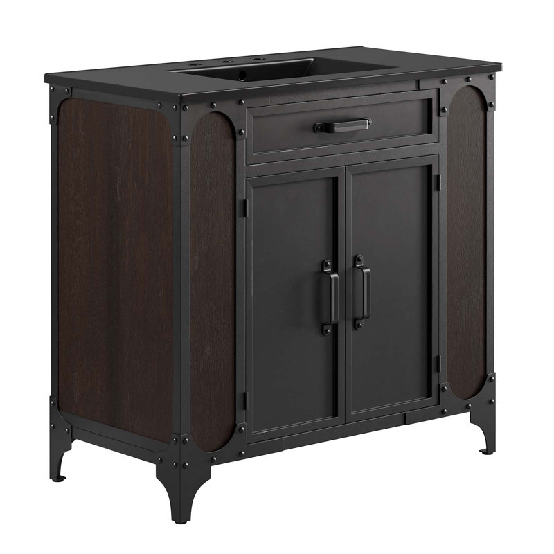 Ensemble de meuble-lavabo simple 36 po avec plateau Modfor Steamforge, Noir