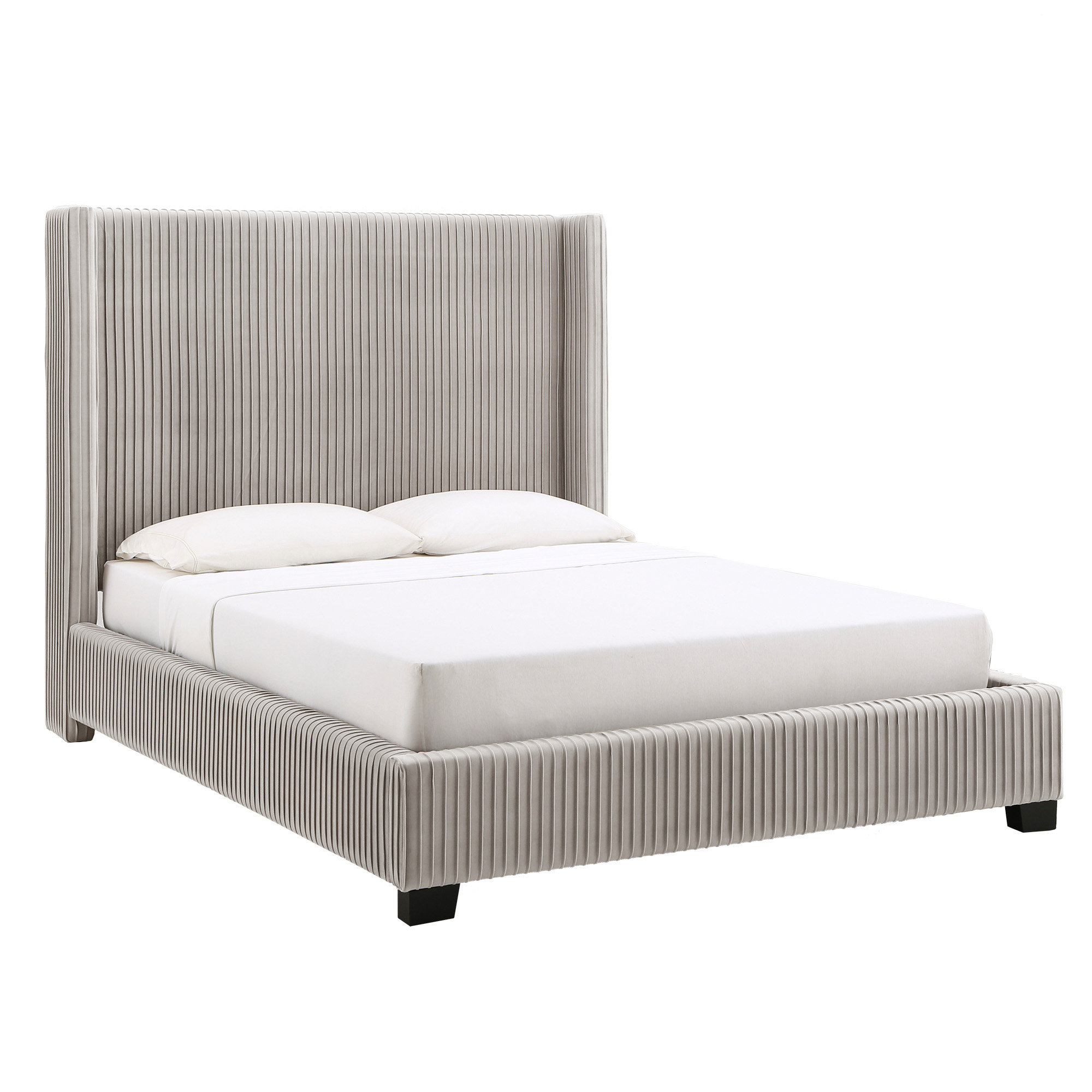 Vita Upholstered Pleated Wingback Bed | Kingstown Home