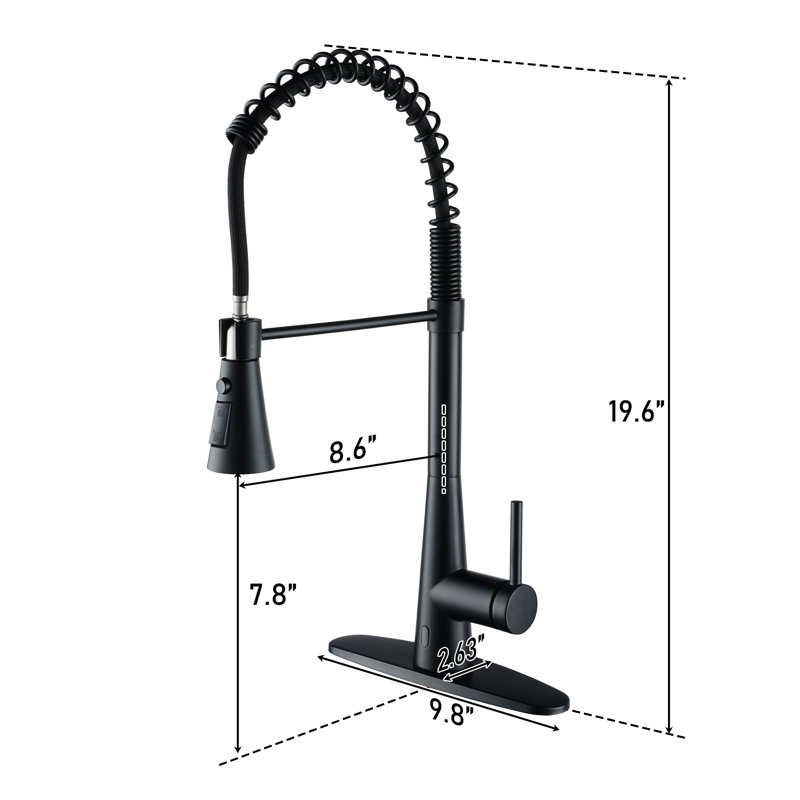 clihome Pull Down Touchless Kitchen Faucet, Matte Black