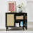 Natural Rattan Door Buffet Cabinet With Adjustable Shelves