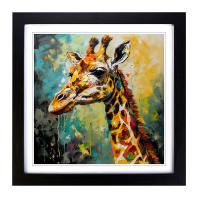 Giraffe Expressionism - Single Picture Frame Print on Wood