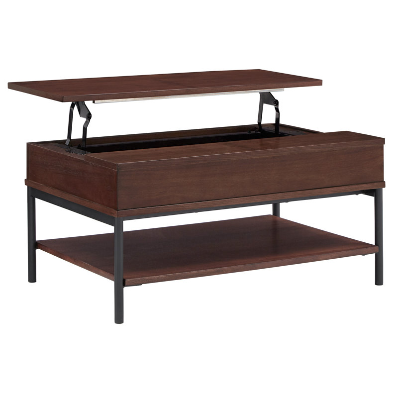 Cates End Table and Built-In Outlets, Black, Brown