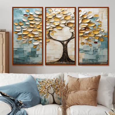 Minimal Winter Tree Vintage Teal - Tree Wall Art Decor Set