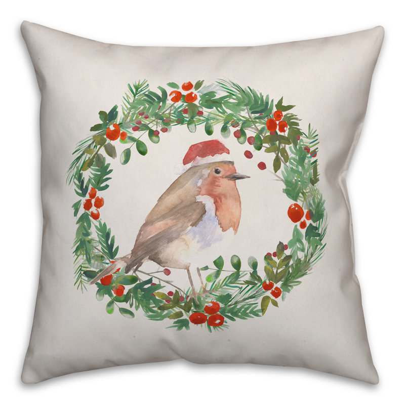 Winter Robin Throw Pillow Cover, 16" x 16", Polyester/Polyfill