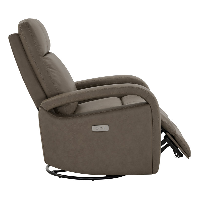 Fauteuil inclinable et pivotant moderne en cuir véritable 30,31 po Tayani, Gris