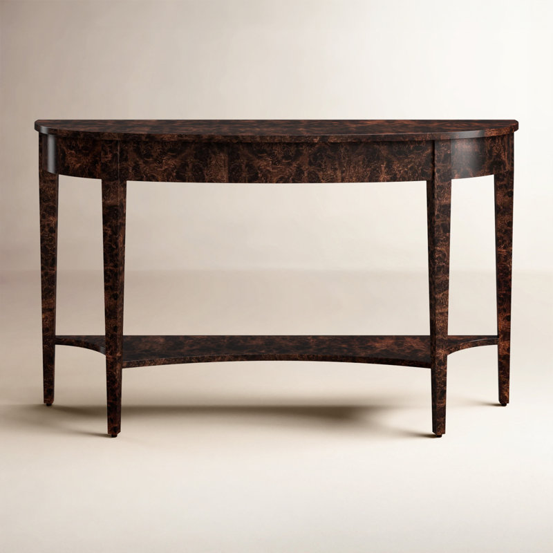 Astor 54"W Demilune Console Table, Dark Burl