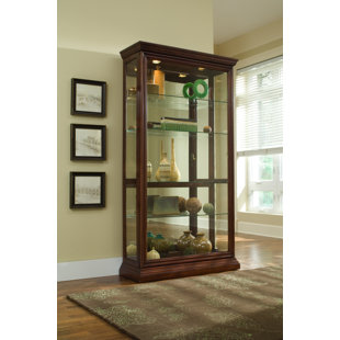 River Place Curio Cabinet In Riverstone White and Tobacco by Liberty