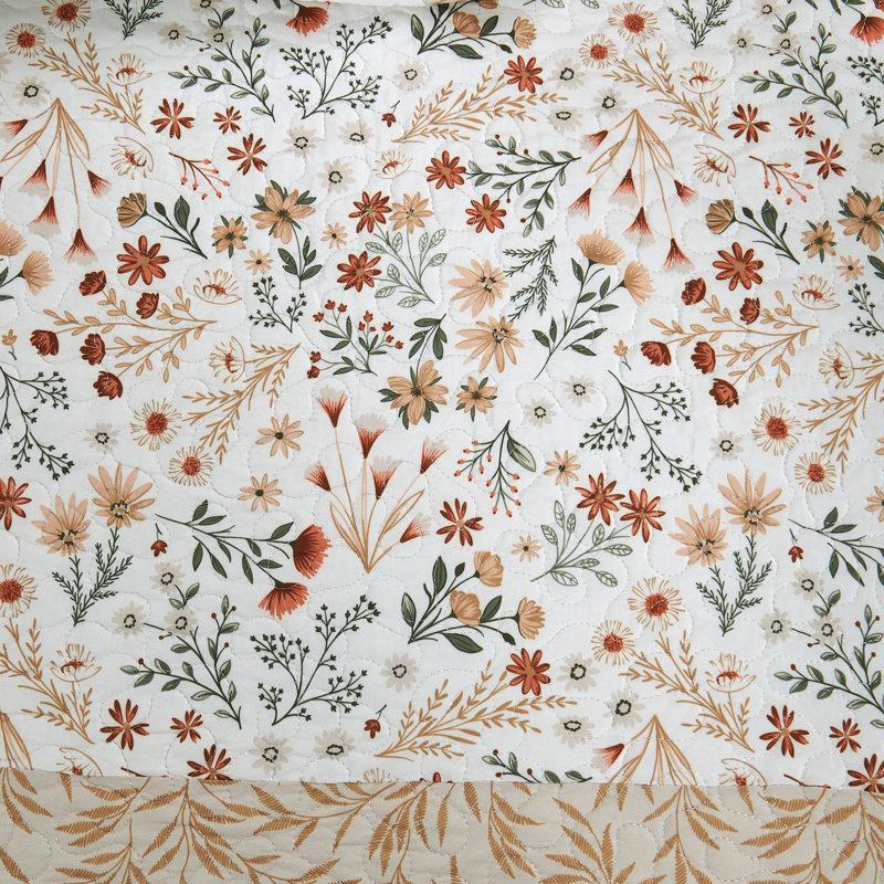 4 Piece Carnation Floral Embroidery Daybed Cover Set, Carnation Floral