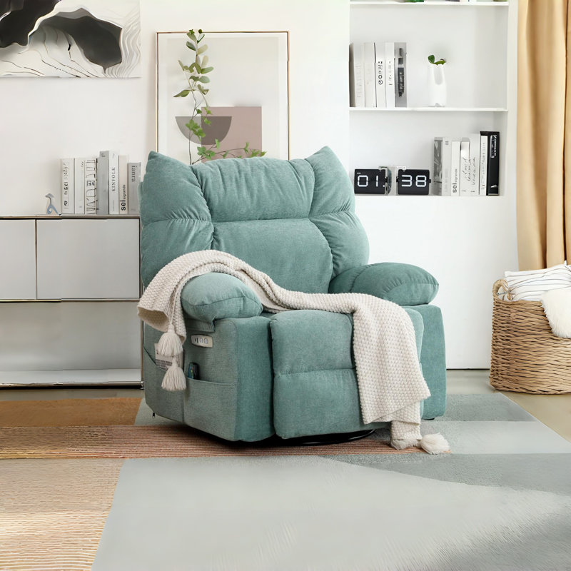 37.79" Wide Swivel Zero Gravity Recliner, Green
