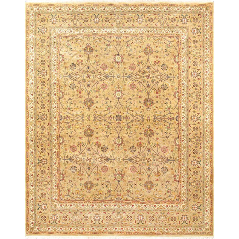 Canvello Tabriz Hand-Knotted Lamb's Wool Area Rug- 9' X 11'11"