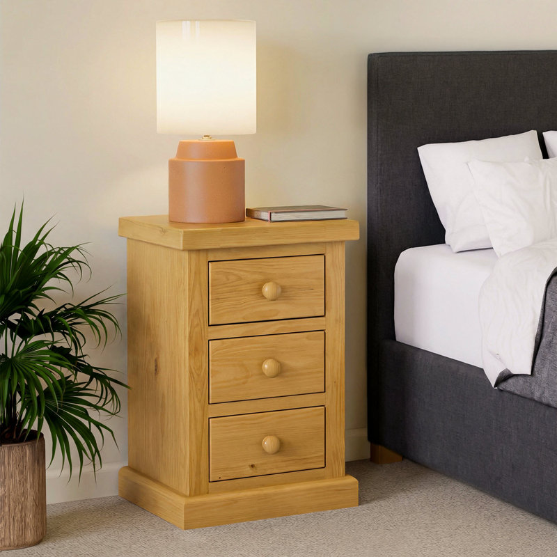 Chunky 45cm W Solid Wood Bedside Table