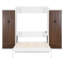 Grand lit escamotable mural avec bureau, garde-robe et tiroirs, armoire-lit pliable, rangement compact, blanc