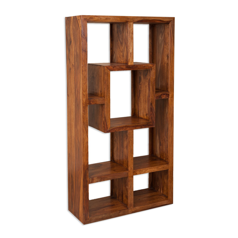 Zane 178cm H x 90cm W Solid Wood Geometric Bookcase