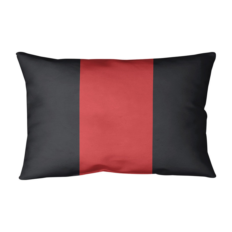 Striped Linen Throw Pillow, Charcoal/Torch Red