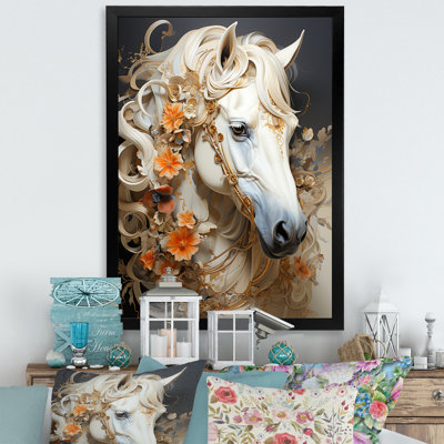 " Floral Golden Feminine Horse "