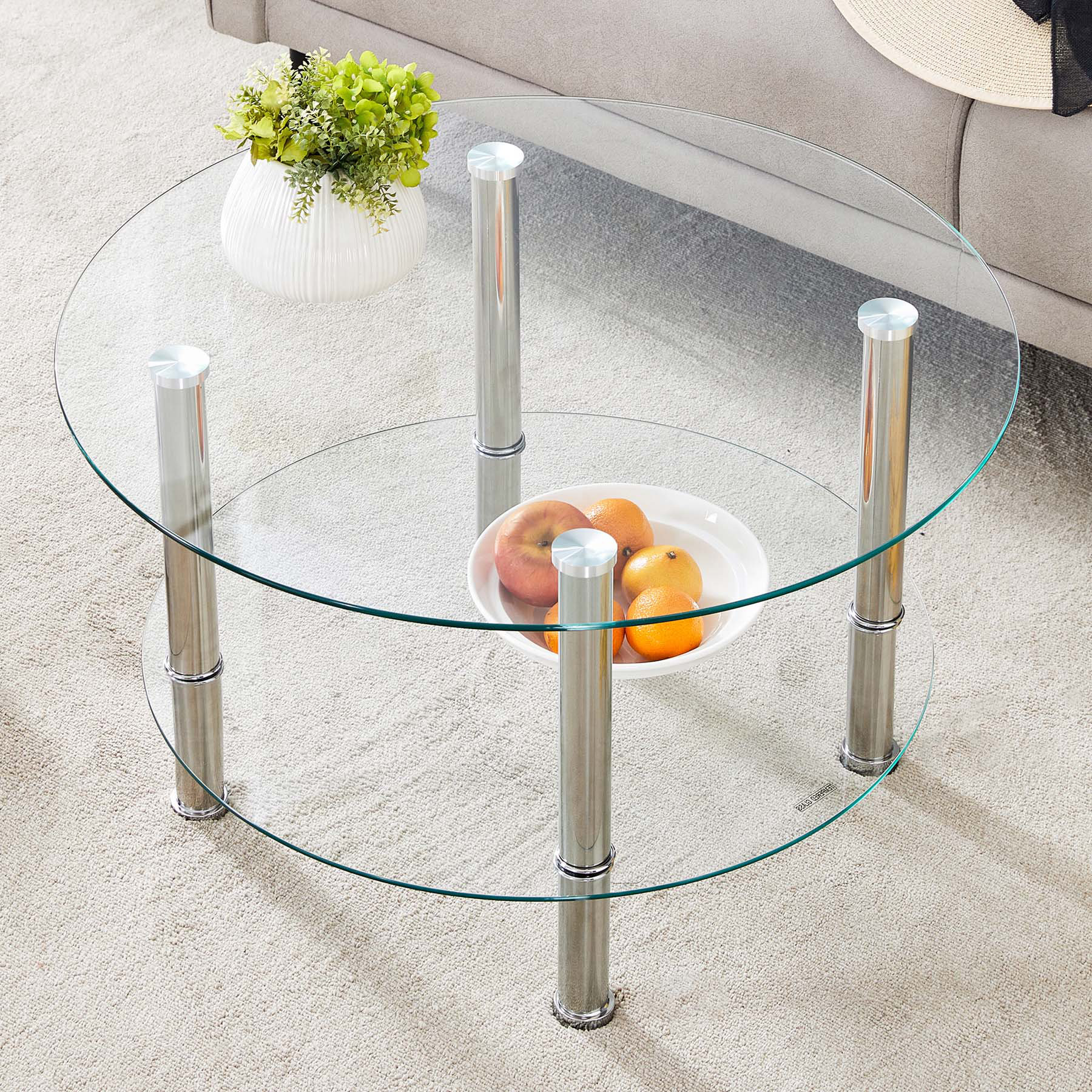 Mercer41 Minimalist Tempered Glass Coffee Table with Sturdy Legs and ...