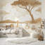 Papier peint blanc avec pépinière, décoration murale safari amovible-2366967-2366971