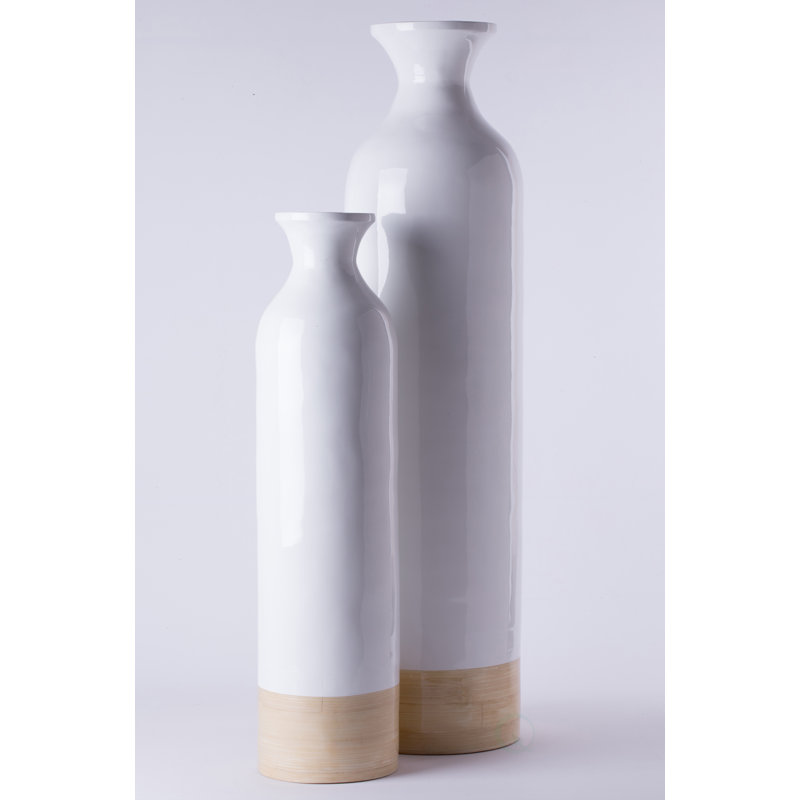 Hauts vases de plancher en bambou Dylon, Blanc, H 32 po x l 5,75 po x P 5,75 po, 2