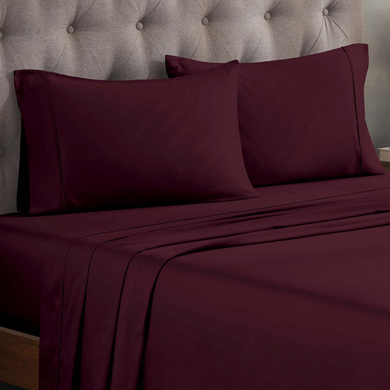Ensemble de draps 300 po, Ensemble de draps pour lit simple TG + 1 drap-hous, Prune