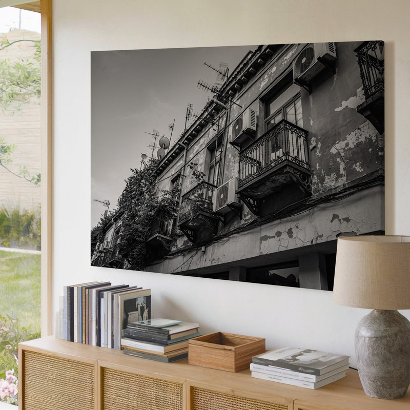 Toile, art mural noir et blanc sur fond noir, H 9 po x l 12 po