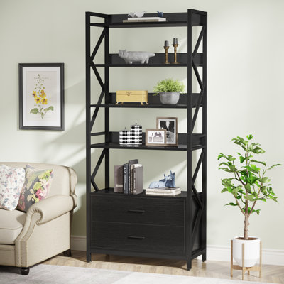 2 Drawer Bookcase Tall Bookshelf