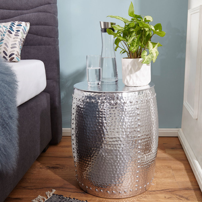 Bursaite End Table, Silver