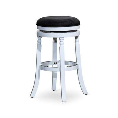 Tabouret de bar de 30 po, finition blanche et tissu gris anthracite, structure en bois franc, siège pivotant, rembourrage confortable, convient à un comptoir ou avec une structure solide en tissu, coussin de 2,5 po, utilisation
