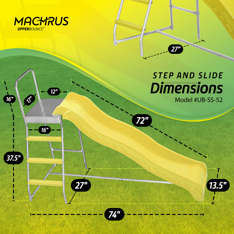 Ensemble de glissade intérieure et extérieure Trampoline Step N Slide, Jaune