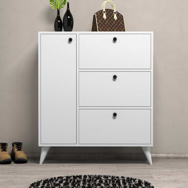 9 Pair Shoe Storage Cabinet, White