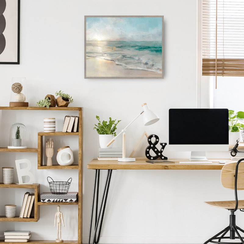 Reproduction d'art sur toile "Coastal Retreat" par Studio Arts, H 43 po x l 57 po, Toile encadrée flottante gris clair