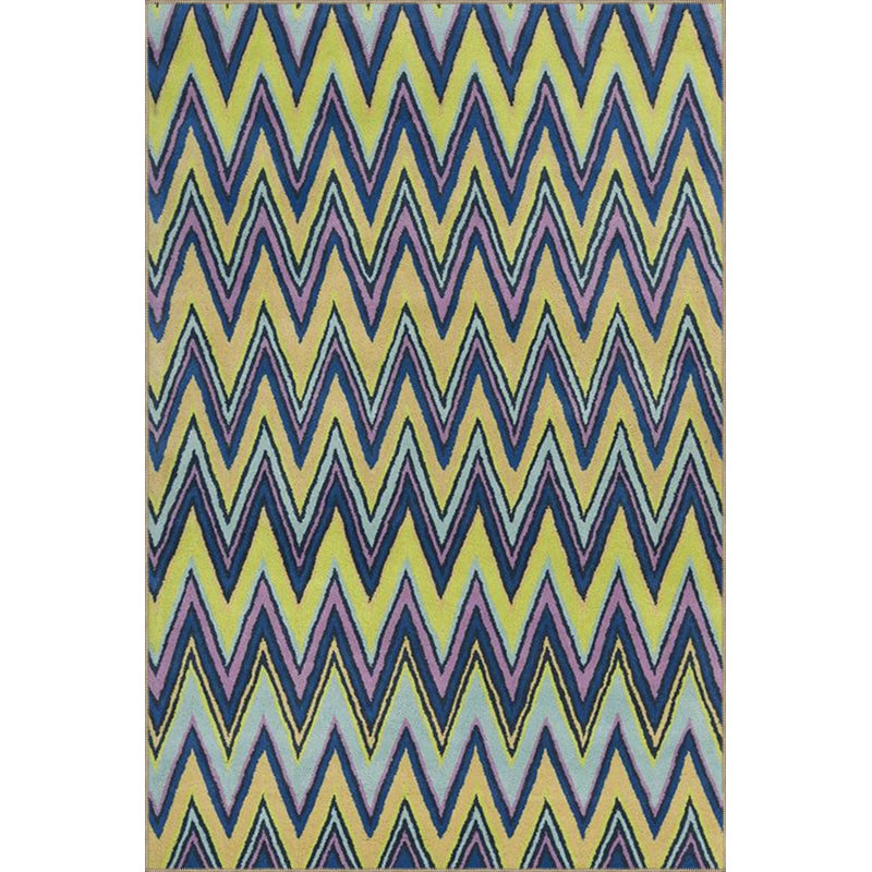 Tapis tissé en croix et à motifs multicolores lavables à la machine, Carré 3 pi 3 po