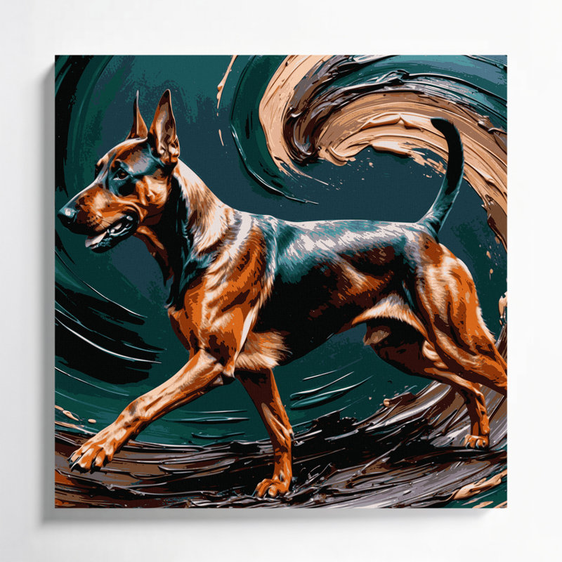 «Dogs German Pinscher», art mural sur toile bleue, 12" H x 12" W