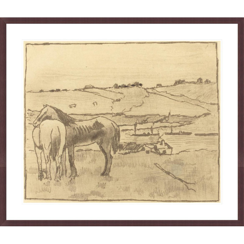 Chevaux dans la prairie par Edgar Degas, H 33,5 po x l 39,18 po