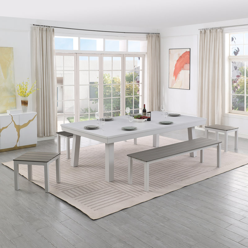 Ensemble de tables de billard 6 places pour l'intérieur et l'extérieur avec accessoires, Mauve clair, Blanc