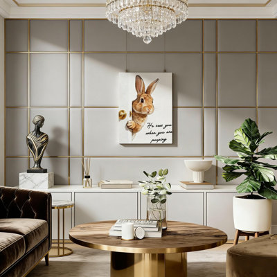 "Brown Fun Bunny", toile, support en bois massif, art mural, 24 x 16 pouces