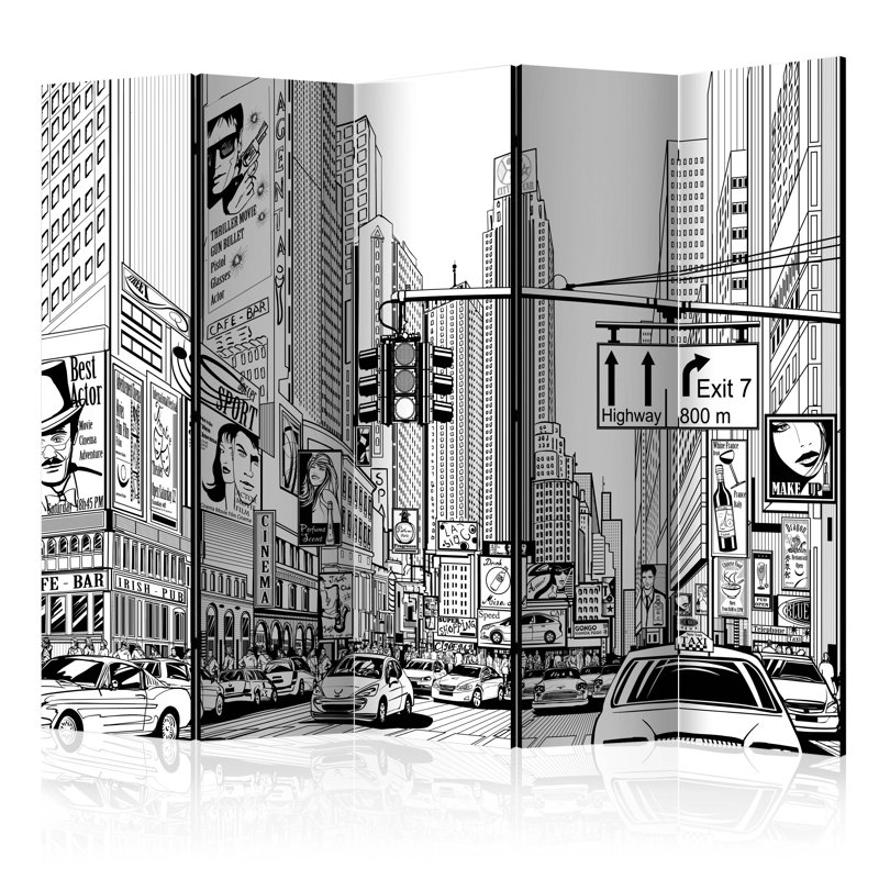 225cm W x 172cm H 5 - Panel Wood Folding Room Divider