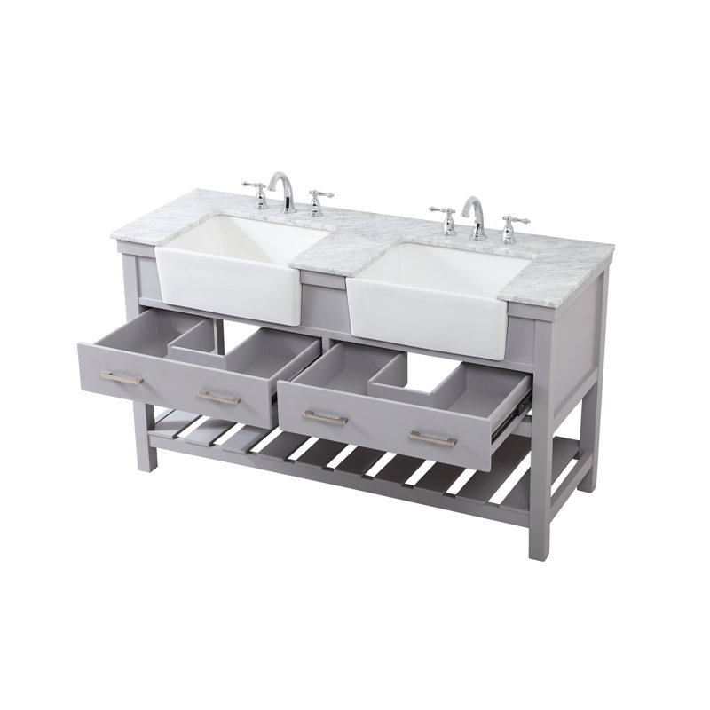 Ensemble de meuble-lavabo double 60 po Pelaghia, Gris